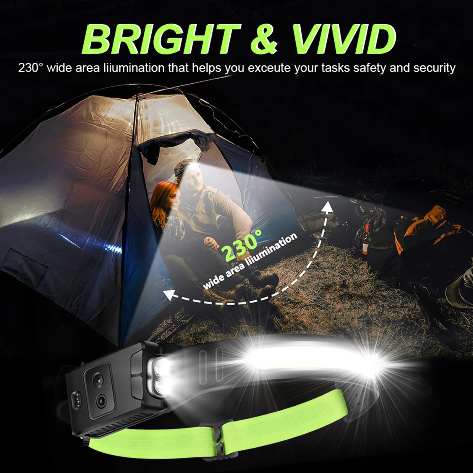 1-10PCS COB Headlamp LED Flashlgith USB Rechargeable Head Torch 6 Lighting Modes Light Work For Camping Lanterna |