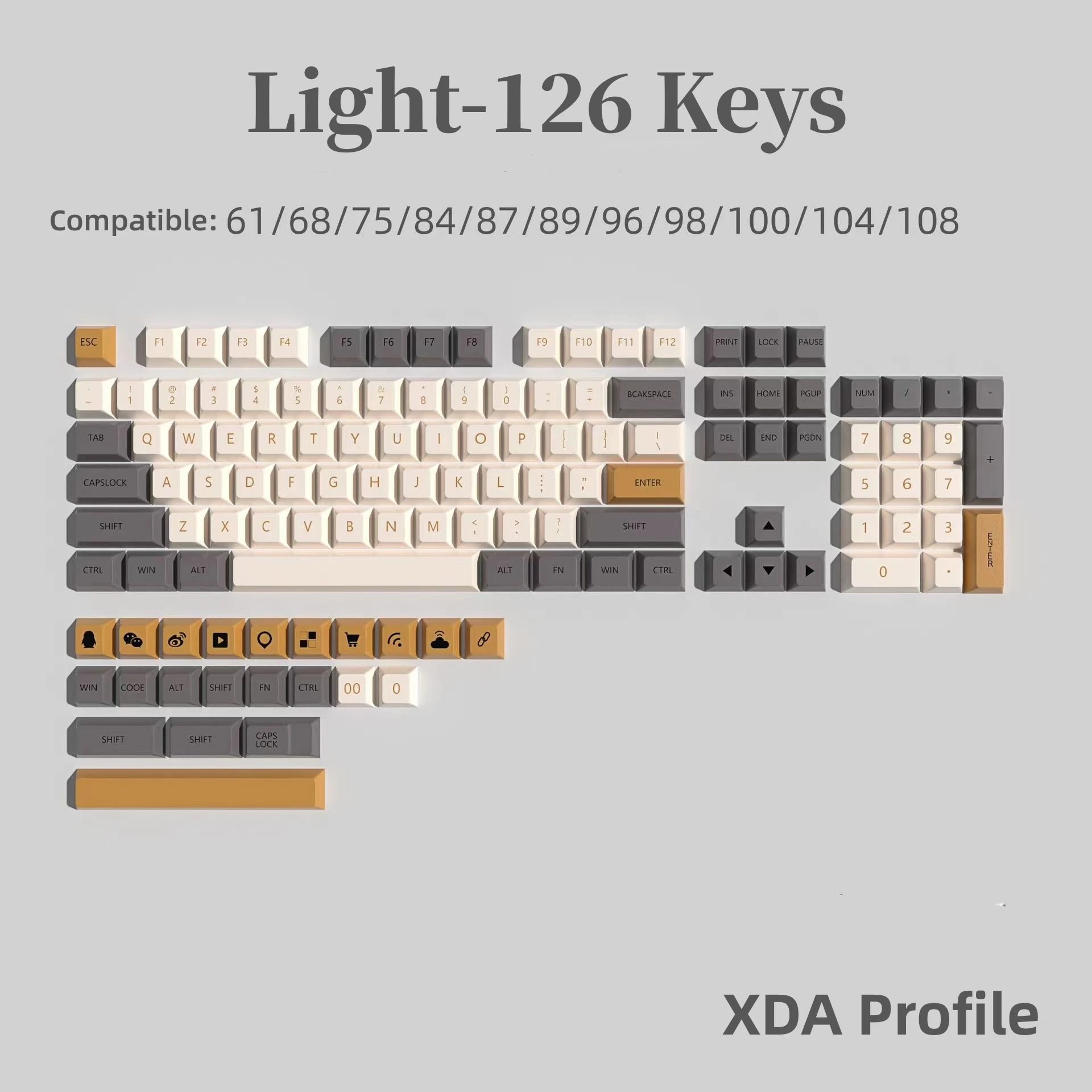 Фото Колпачки для клавиш XDA PBT с подсветкой, 126 клавиш №1