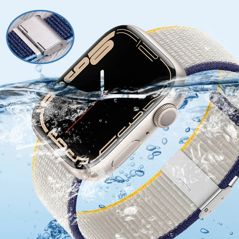 

Sport Nylon Band for Apple Watch 44mm 45mm 42mm 38/41mm Watch Srrap for Iwatch 6 7 SE 5 4 40mm Bracelet Wristband Metal Buckle