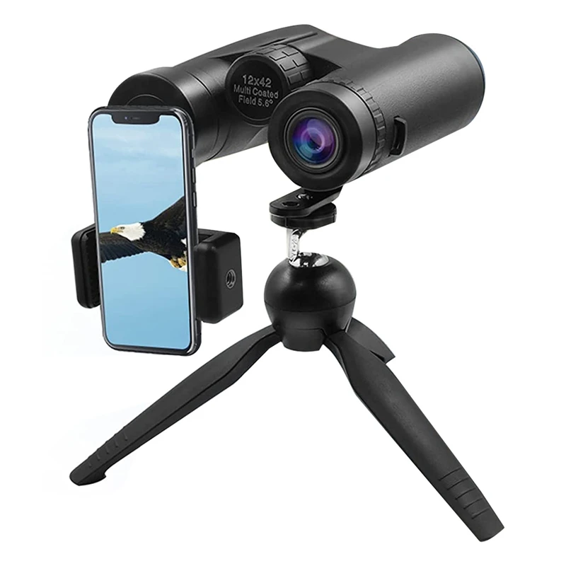 

12X42 HD Binoculars With Phone Mount, Tripod Large View Binoculars, Outdoor Binoculars For Bird Watching Hunting Travel