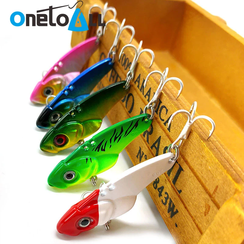 

OnetoAll 5g 7g 10g 15g 20g VIB Fishing Lure Swim Baits Artificial Vibration Metal Jig Hard Trout Swimbait With Treble Hooks