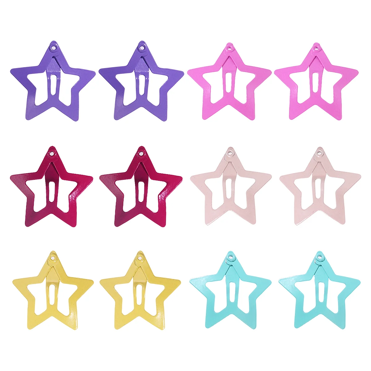 

12pcs Star Snap Clips Non Metal Hair Colorful Hair Barrettes Headpieces for Kids Teens Babies Toddlers