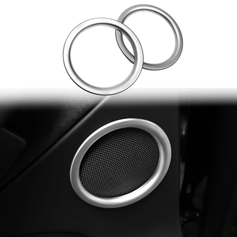

2Pcs for Tesla Model Y 2021 Chrome Side Door Rear Audio Speaker Cover Decorative Circle Ring Cover Trims