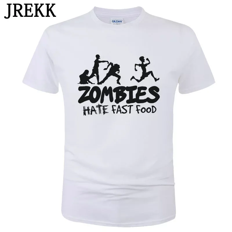 

2022NEW Zombies Hate Fast Food T Shirt Men Summer Cotton Printed T-shirt 2020 Fashion Harajuku Unisex Tops Cool Tees C31