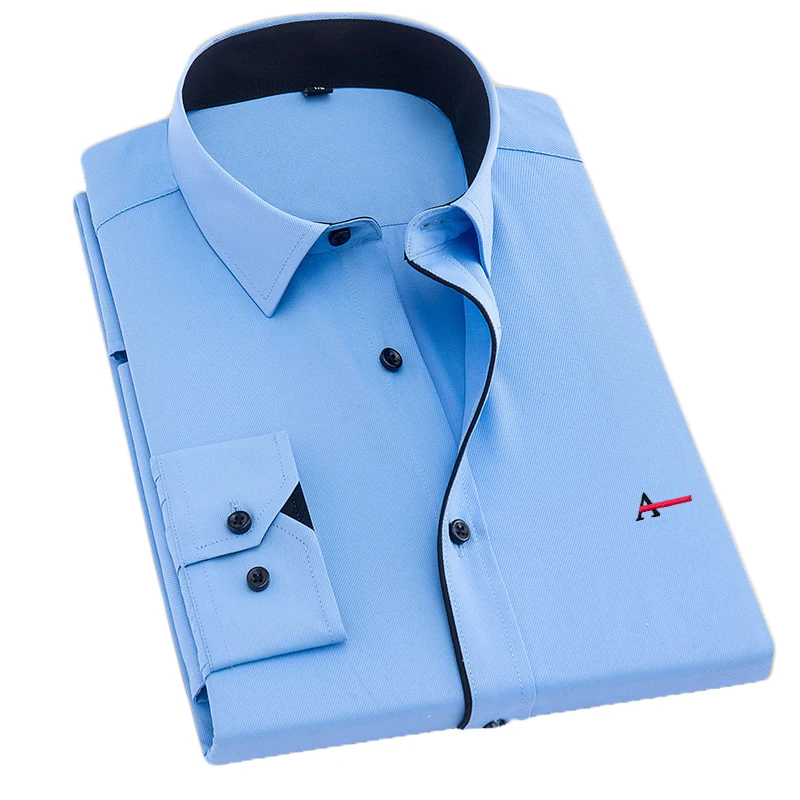 2021 Men's Plus Size Slim Fit Casual Shirts Long Sleeve Business Men's Shirts Casual Office Shirts