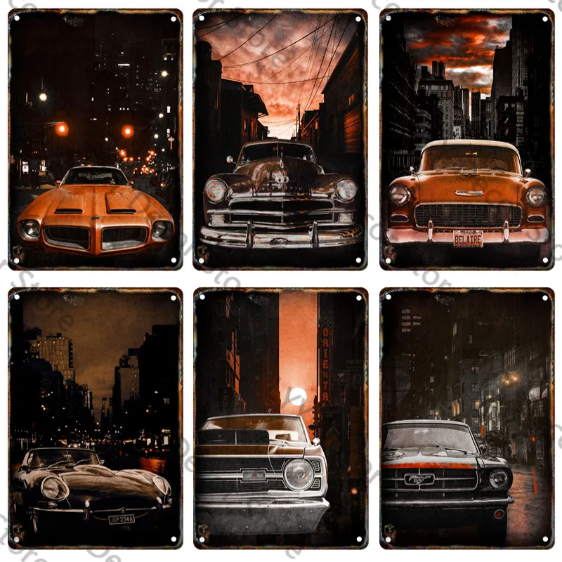 

Vintage Classic Car Metal Plates Tin Painting Nostalgia Poster Living Room Garage Cafe Art Decorative Sign Home Decor Painting