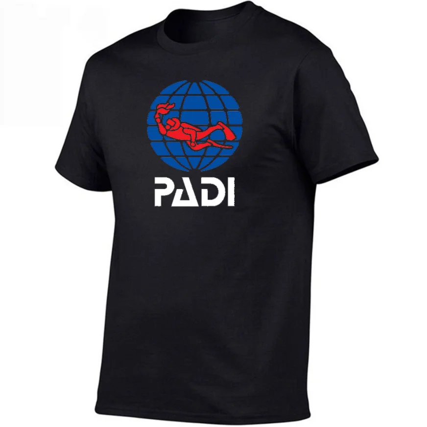 

Summer men casual oversized t-shirts around neck 100% cotton print scuba driver padi men's clothing tops elasticity t