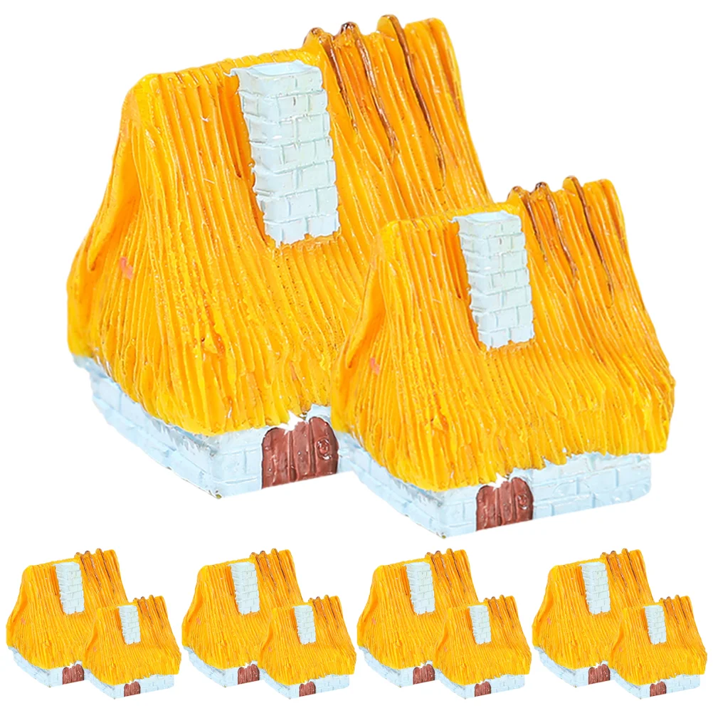 

10 Pcs Portable Mini House Desktop Decor Mini Cottage Resin Crafts Moss Ornaments Household Decorative House Adorn