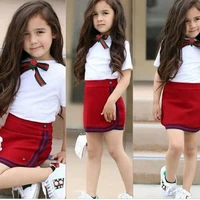 red mini pencil skirts brand new 1 5y summer toddler baby girl clothes sets floral embroidery white cotton t shirts tops kids