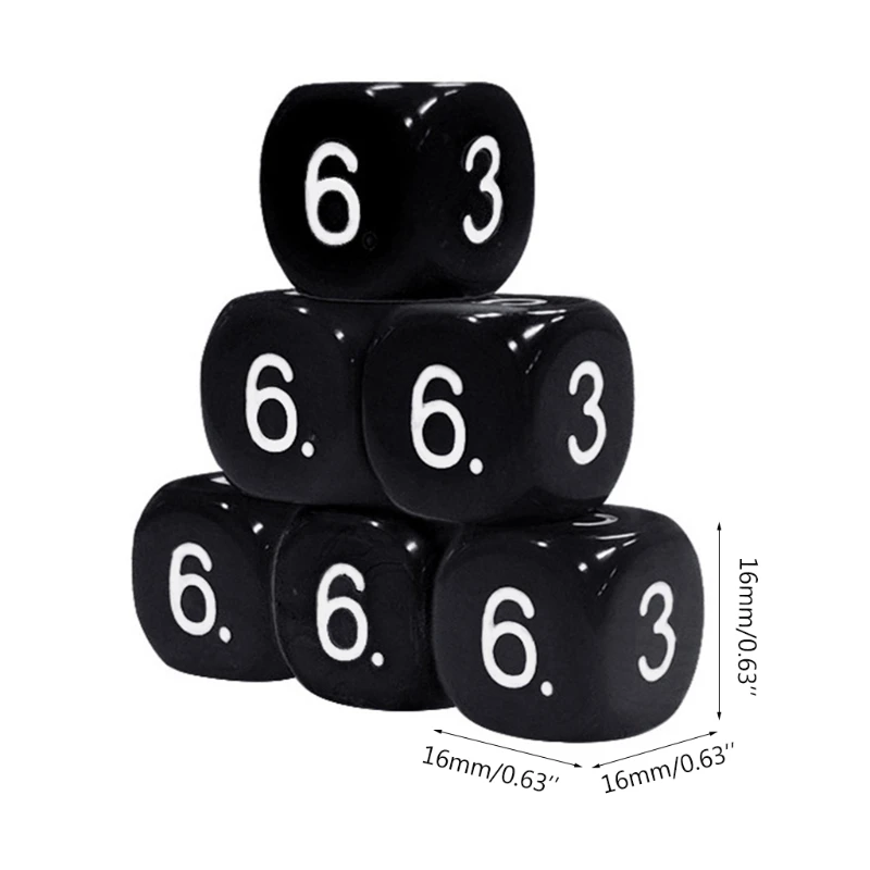 

10Pcs/Set 0.63In 6 Sided Number Acrylic Round Corner Dices Party Family DIY Games Engraving Educational Toys Accessaries