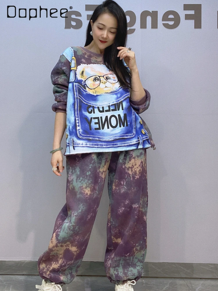 Новинка зимы 2024 флисовые утолщенные толстовки с круглым вырезом комплекты