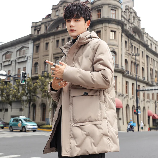 Luxury brand New Fashion Winter White Duck Jacket Thick Warm Long Down Coats Hooded High Quality Windbreaker Men Parka Pockets