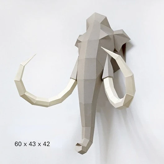 

3D Paper Model European and American Creative Ancient Mammoth Elephant Head Hanging Indoor Living Room Decoration Handmade