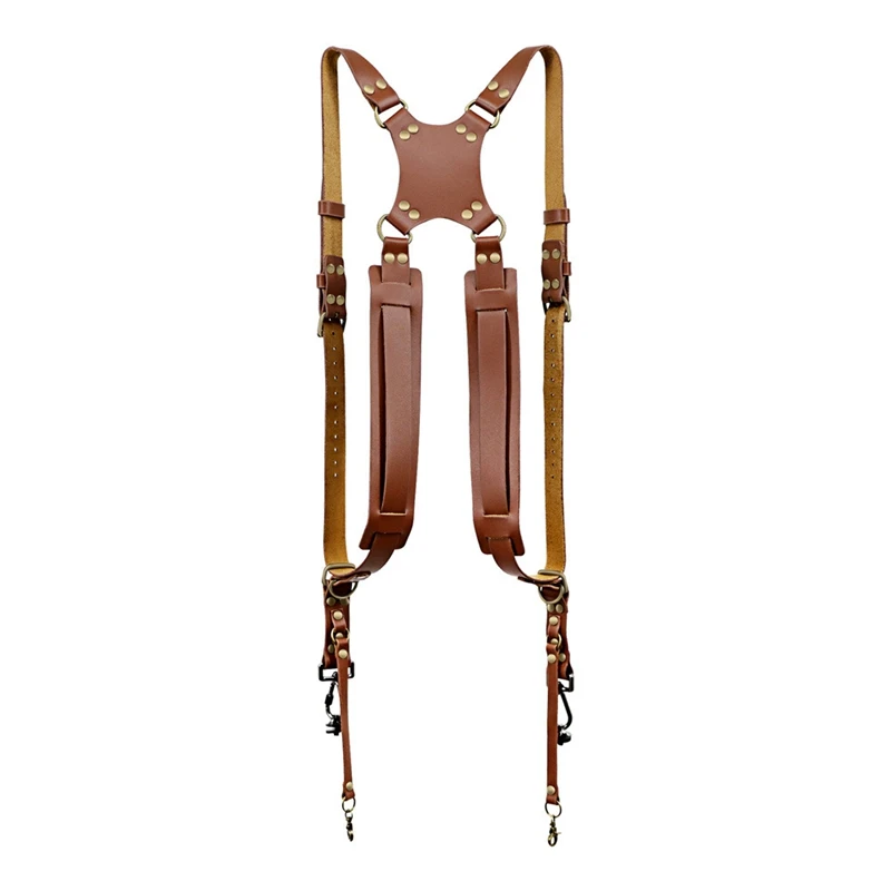 

Leather Camera Double Strap Camera Harness for Two Cameras Leather Double Shoulder Strap Double Protection Against