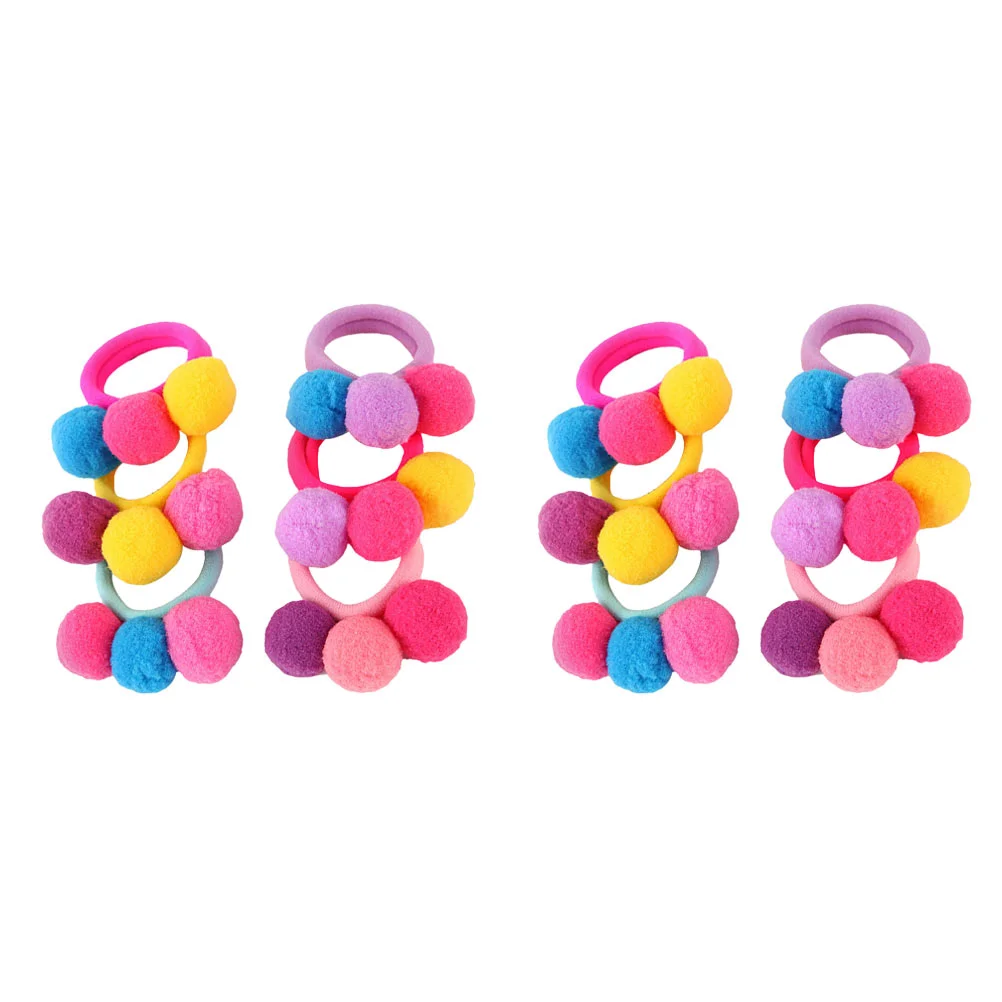 

12 Pcs Baby Fur Ball Scrunchie Hair Accessory Cotton Scarf Ring Bands Elastic Kids Pompom Balls Rope Girls Child Elasticity