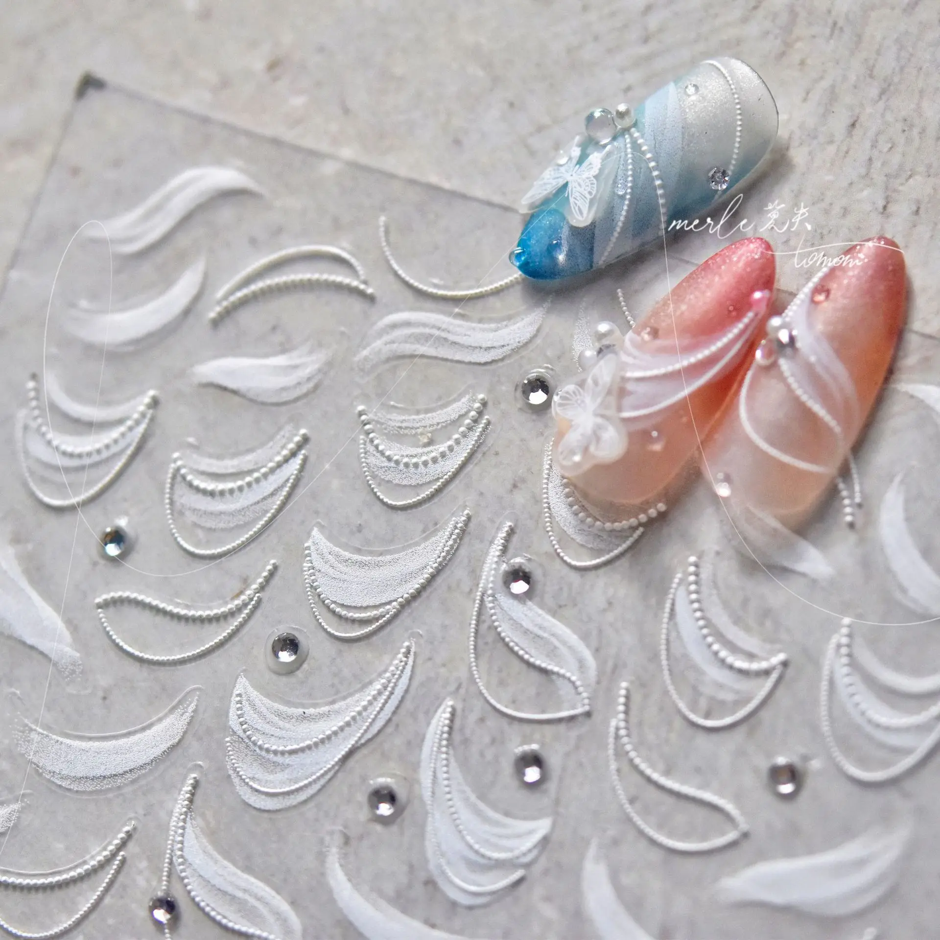 Горный хрусталь белая лента-стример дизайн 5D рельефные рельефы самоклеящиеся