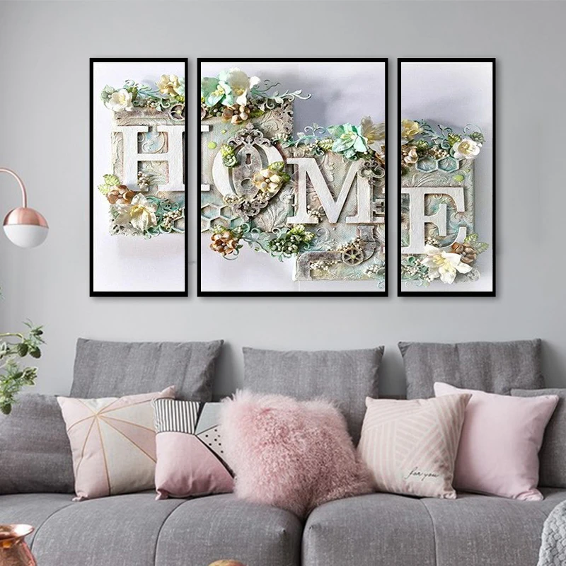 CHENISTORY 3 шт. 40x50 см масляная краска по номерам домашние буквы Diy Краска по номерам на холсте домашний Декор цветы цифровая краска