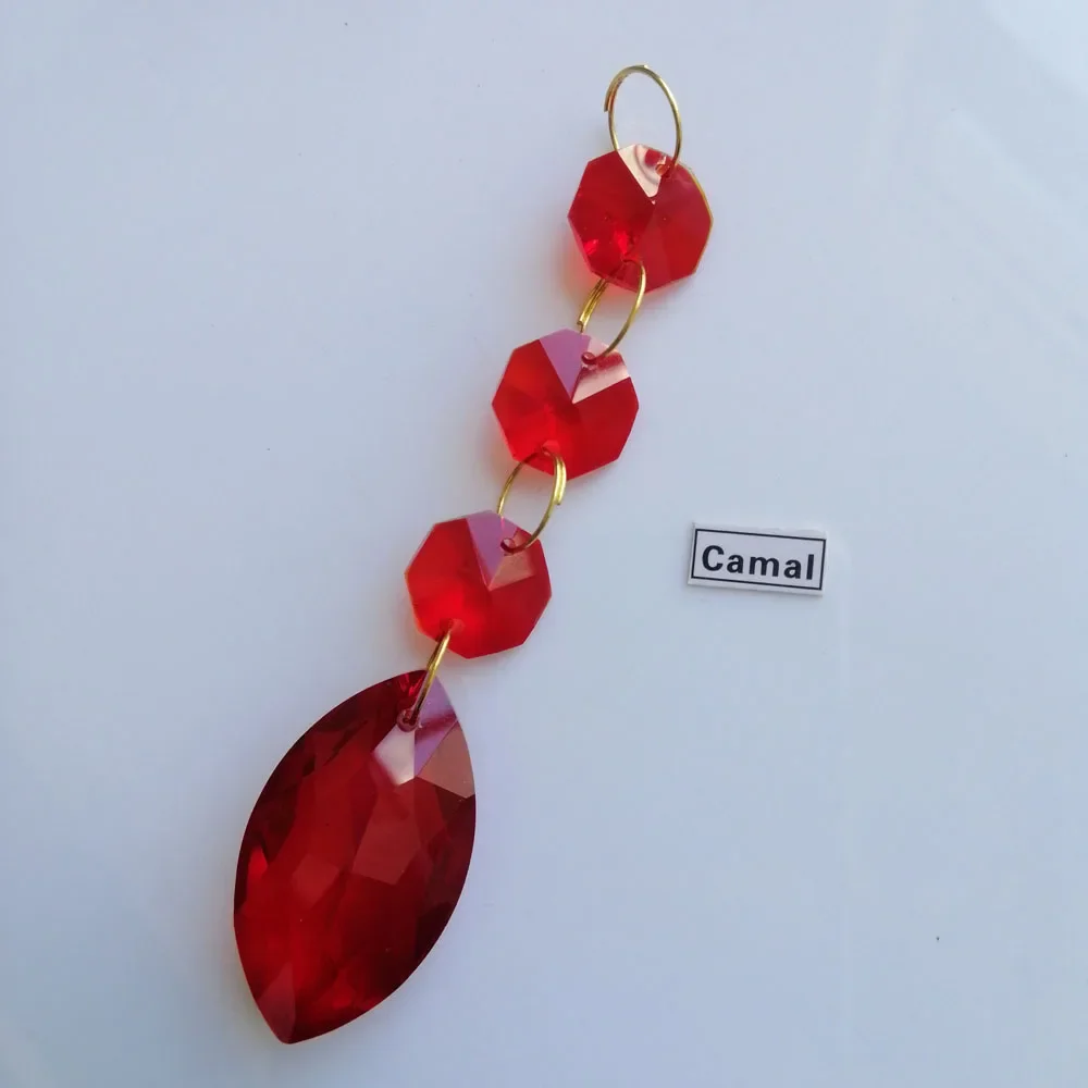 Camal 2 шт. 38 мм K9 хрустальные призмы подвеска в виде конского глаза гирлянда восьмиугольная бусина с золотым кольцом SunCatcher освещение люстра подвесная часть