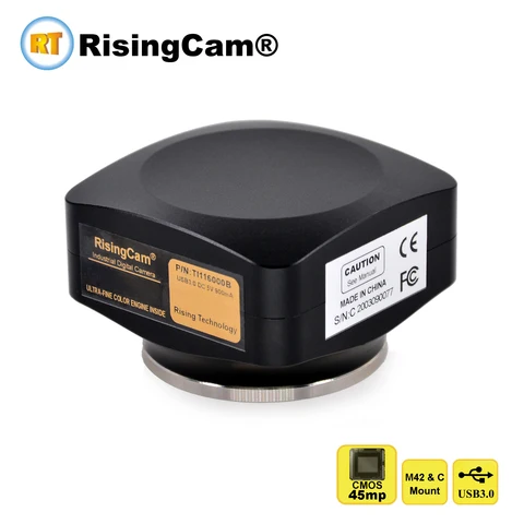 Цифровой микроскоп RisingCam, цветная и монохромная камера 45mp imx492 CMOS сенсор, USB3.0, для тринокулярного светлого микроскопа