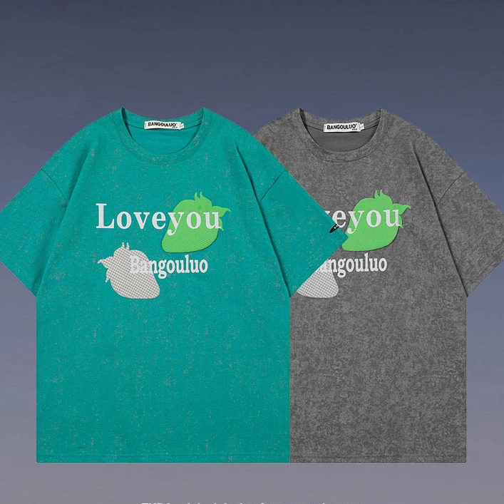 

Hip Hop Print Short Sleeve T-shirt Men's And Women's Guochao Brand Loose Couple Casual Versatile Half Sleeve T-shirt