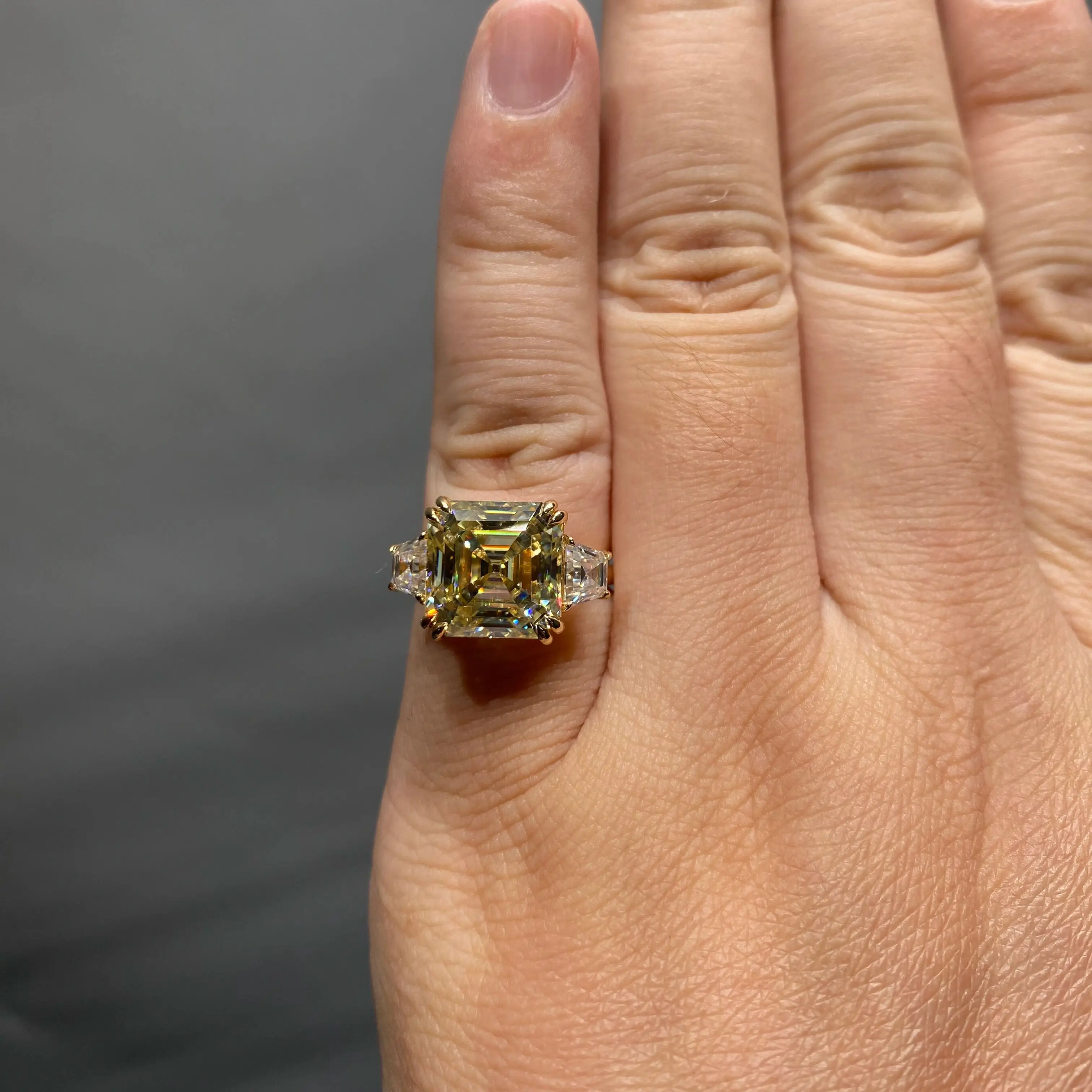 AUAOJEWEL роскошные кольца с желтым муассанитом огранки 5 карат для женщин серебро 925