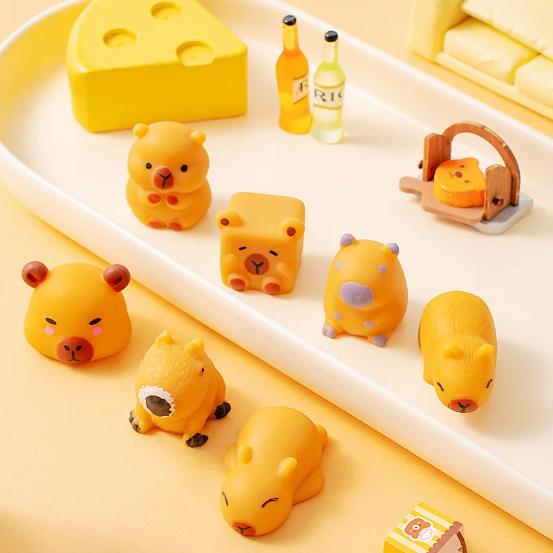 Фото Mochi Squishy антистрессовые игрушки Kawaii капибара Табас мягкие сжимаемые сенсорные игрушки мяч для снятия стресса вечерние подарок украшение стола №4
