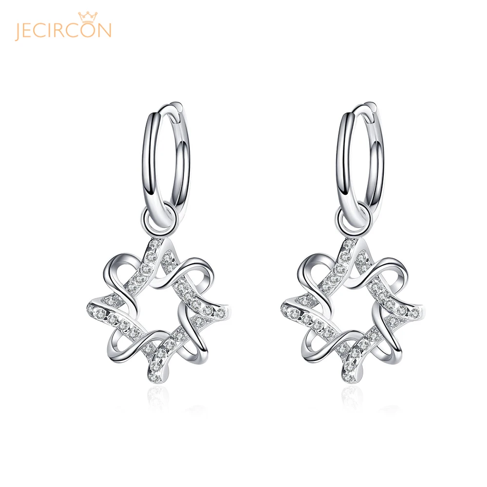

JECIRCON 0.28ct Moissanite Drop Earrings for Women Trendy D Color Polygon Simitation Diamond Ear Pendants 925 Sterling Silver
