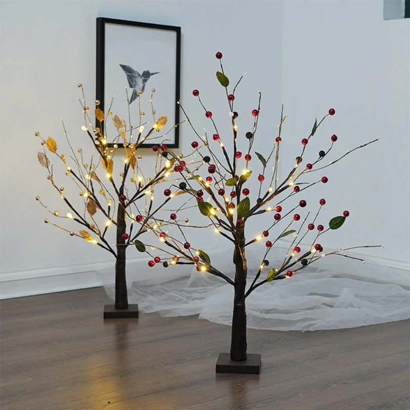 

Christmas Tree Light Leaves Red Tree Lamp Outdoor Garden Yard Decoration D0LD