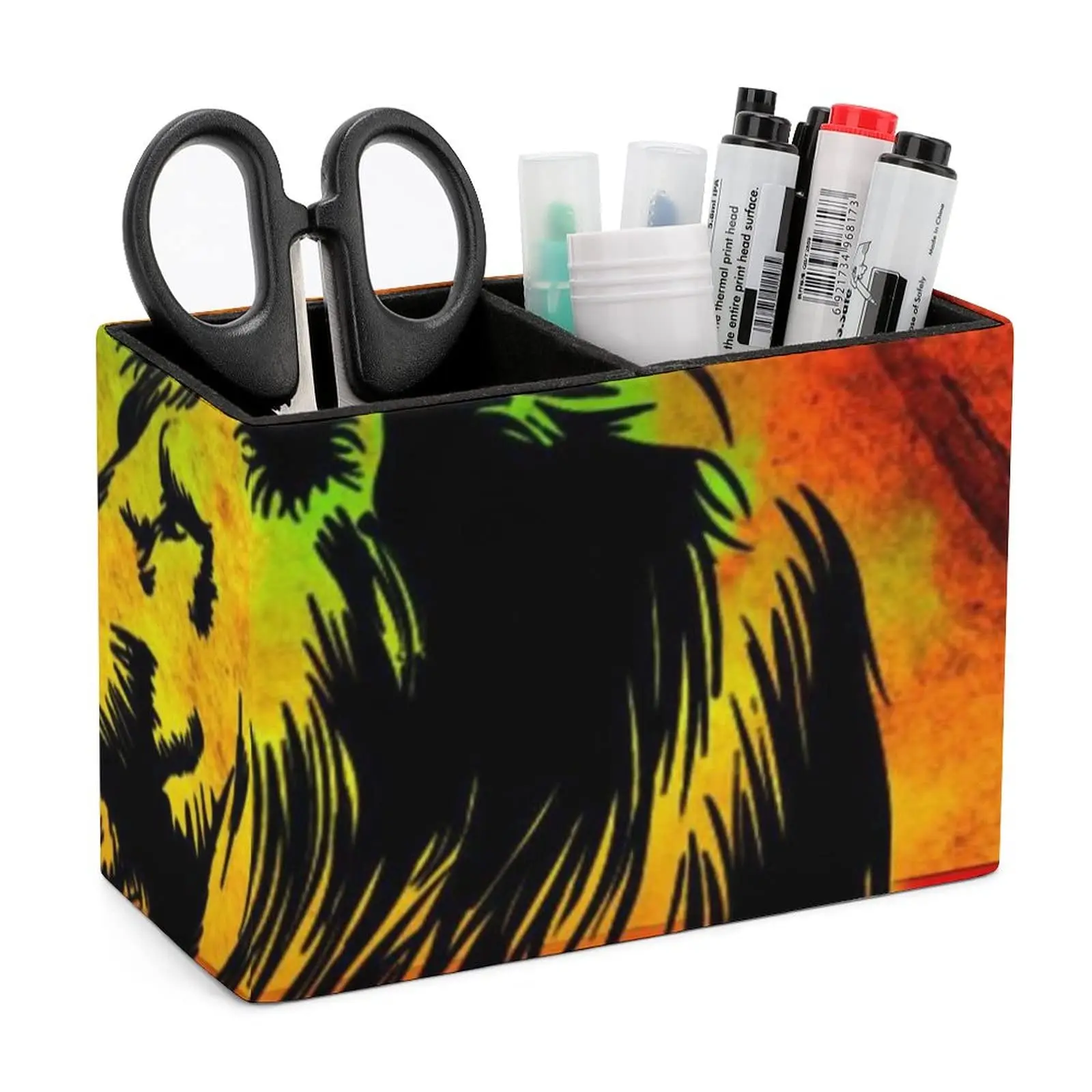 

Lion Pen Holder Storage Desktop Pen Organizer Desk Pencil Organizer Makeup Brush Holder for Office School Study College Leather