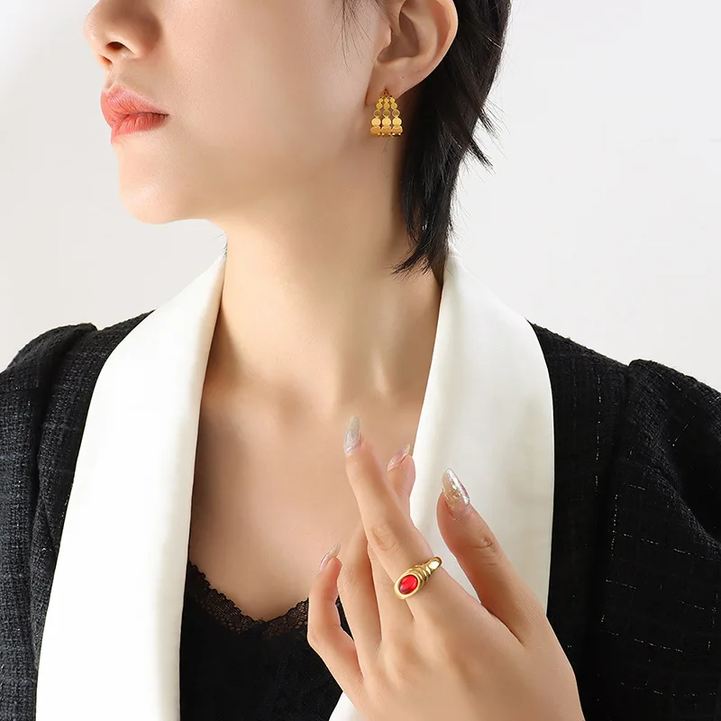 

Hong Kong Style Fashion Personality Women's Earrings Fashion Wafer Bright Earrings Women's Festival Jewelry Gift