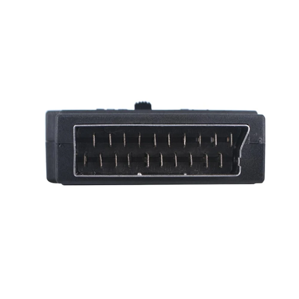 Адаптер SCART мужской на 3 женских RCA для подключения телевизора AV с входом/выходом S-Video с переключателем для машин со вставкой EU Plug-in Interface на 21 контакт.
