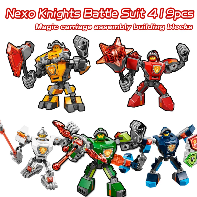 5 комплектов строительных блоков Nexo, рыцари, боевой костюм, Mech, глиняная насадка, фигурки Акселя, Фортрекс, колесные блоки, игрушки для мальчиков, детские подарки 5 комплектов строительных блоков Nexo, рыцари, боевой костюм, Mech, глиняная насадка, фигурки Акселя, Фортрекс, колесные блоки, игрушки для мальчиков, детские подарки