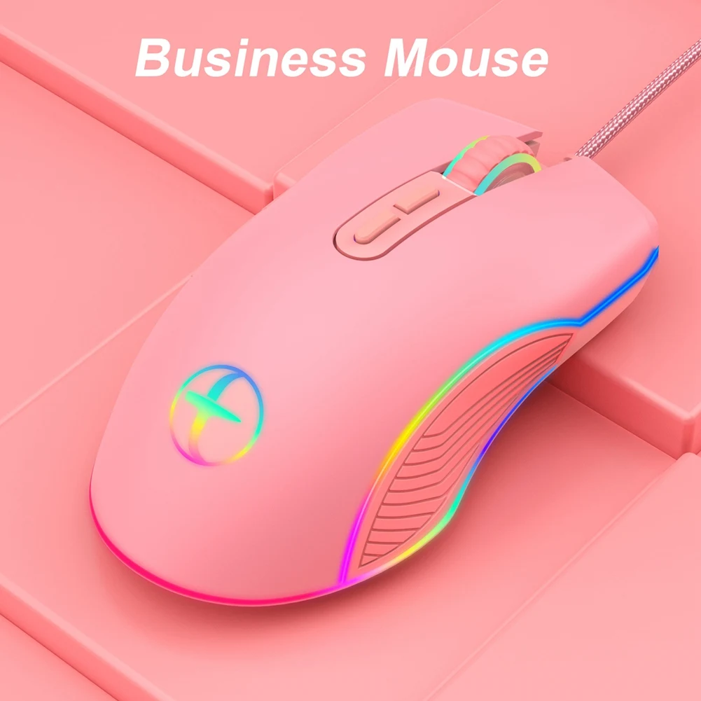 

3200 DPI USB Gaming Mouse Computer Wried Optical Mice for PC Gamer RGB 4 Backlight Breathing LED, Pink USB Model