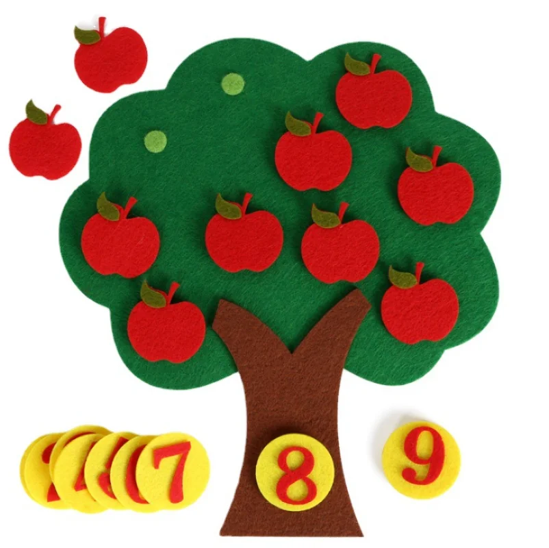 

1-10 Montessori Educational Toy Children's Puzzle Handmade DIY Toy Kindergarten Carrot Apple Tree Match Digital Teaching for Kid