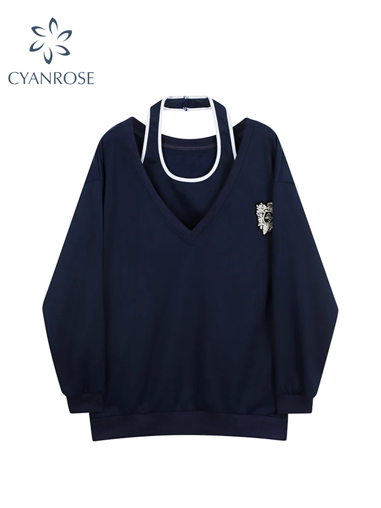 Женский осенний комплект из 2 предметов толстовка с V-образным вырезом и жилет на