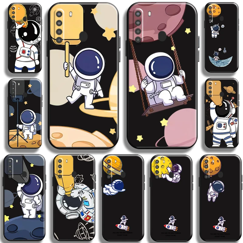 

Astronaut Camera Coverage for Samsung Galaxy A21 A21S Phone Case Cases Black Soft Cover Shell Back Shockproof TPU