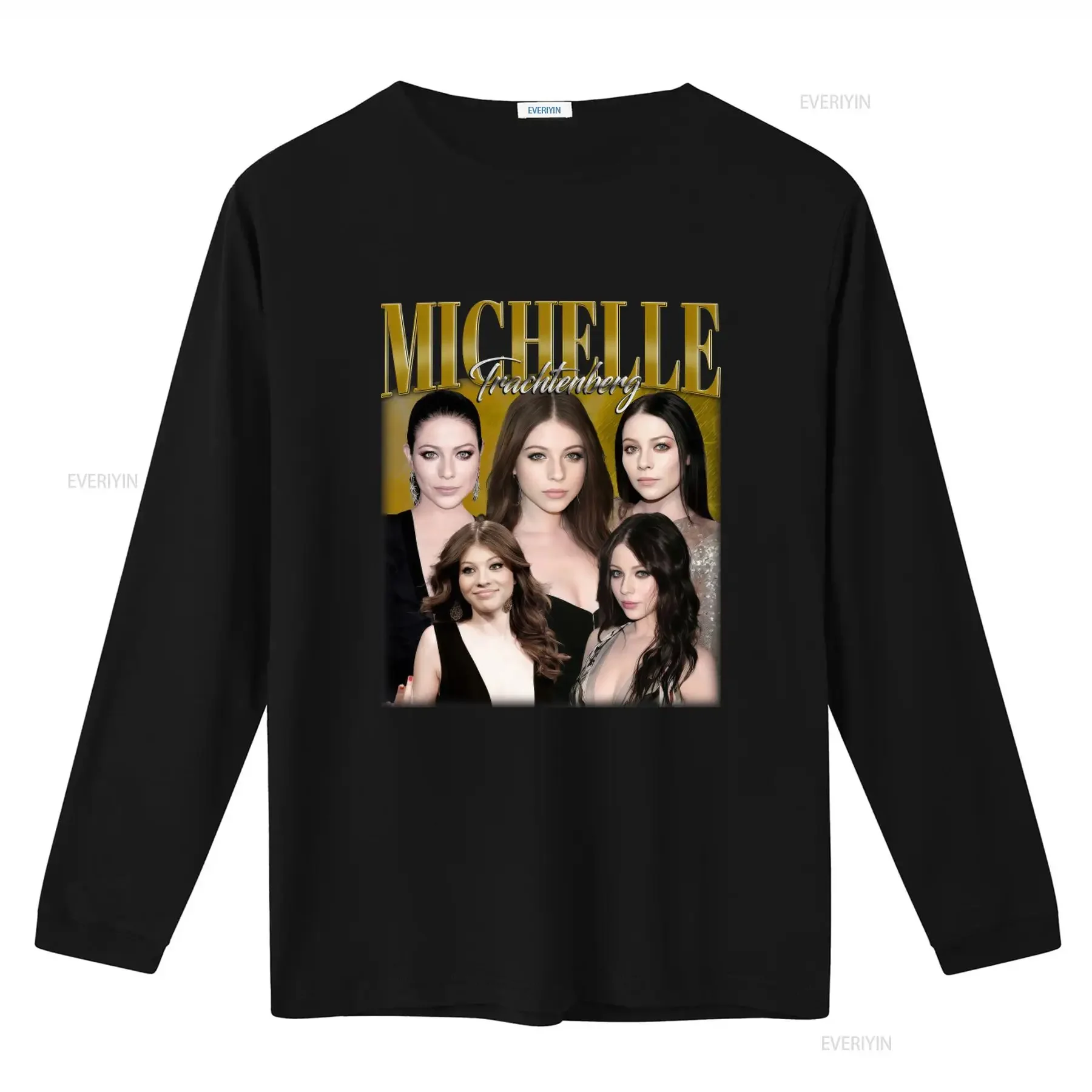 Фото Винтажная футболка Michelle Trachtenberg в стиле ретро 90-х, классическая, модная, дизайнерская одежда унисекс, удобная, с эффектом потертости. №2