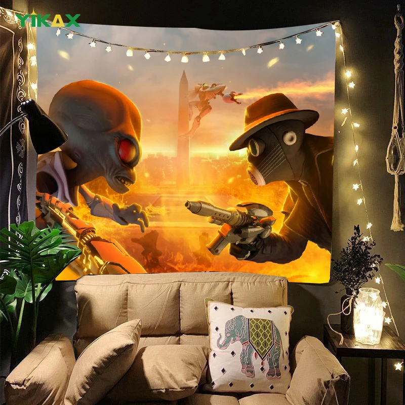 

Capitol City Approach Tapestry with Lights Alien Psychedelic Style Tapestries Suitable for Bedroom Living Room Decoration Decor