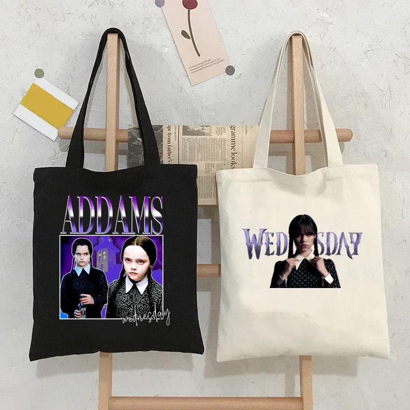 

I Hate Everything Wednesday Addams Print Canvas Bag Women's Shoulder Bag Fashion Large Capacity Shopping Shopper Tote Bags