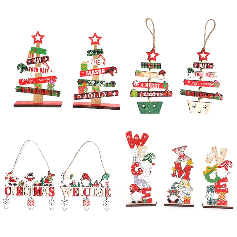 

1Pc Christmas Colorful Letters Ornament Faceless Doll Hanging Pendant Xmas Tree Home Decor Craft Supplies New Year Gift