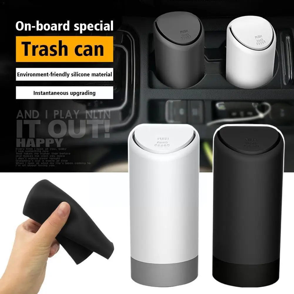 

Auto Car Garbage Trash Can Silicone Cup Type Convenient Box Storage Sanitary Noiseless Color Pure G1C8