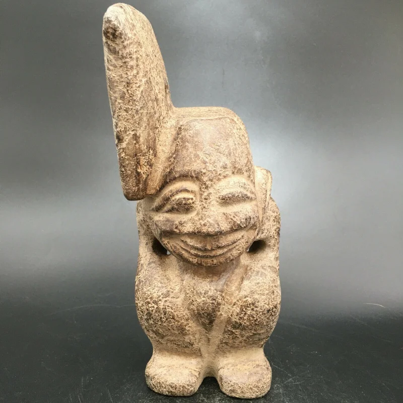 

Chinese Old Stone Hand-Carved Hongshan Culture Primitive man&Axe Statue,C683