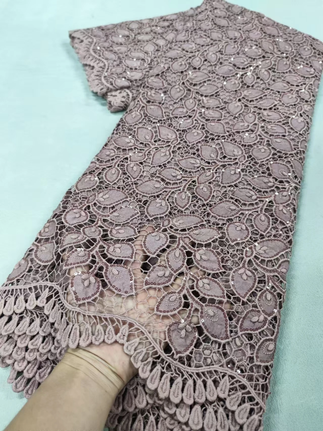 African Nigerian Tulle Lace Fabric Sequins Embroidery French Guipure Party Dress for Sewing High Quality 5Yards 2025
