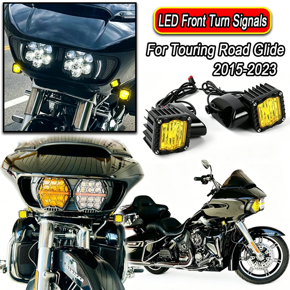 Фото Светодиодные передние указатели поворота Motorcycle Shark Demon для Harley Road Glide 2015-2023 Special Limited FLTRK Ultra CVO/SE FLTRUSE 3 FLTRT №1