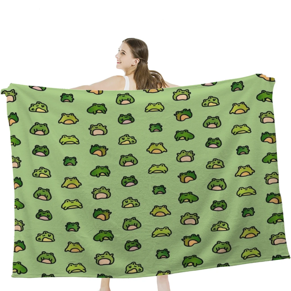 

Frogs Doodle Throw Blanket Soft Velvet Blanket Travel Bedding Blanket