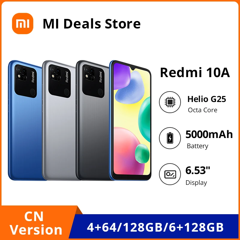 

Global ROM Xiaomi Redmi 10A 10 A 4GB 64GB / 6GB 128GB Smartphone MTK Helio G25 Octa Core 6.53" Large Display 13MP Camera 5000mAh