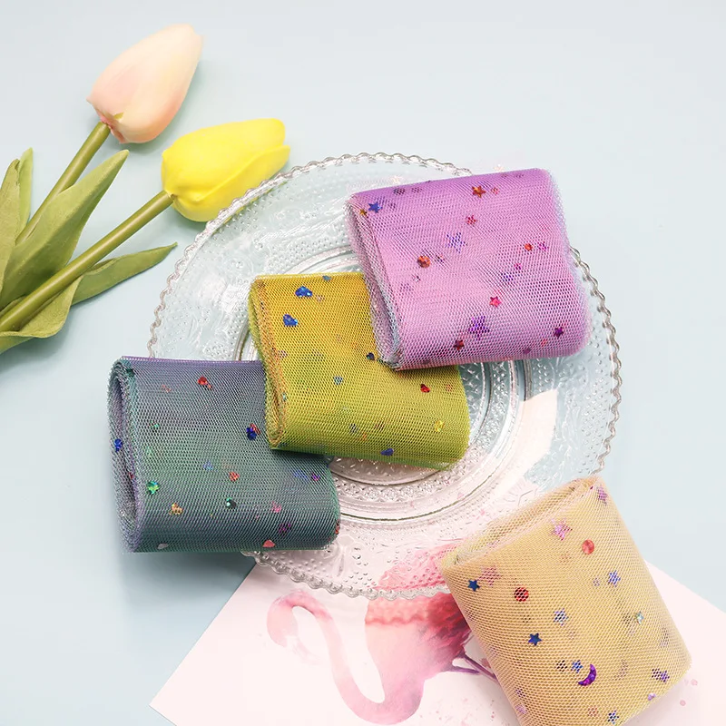 5 ярдов/упаковка ленты из органзы с радужным градиентом