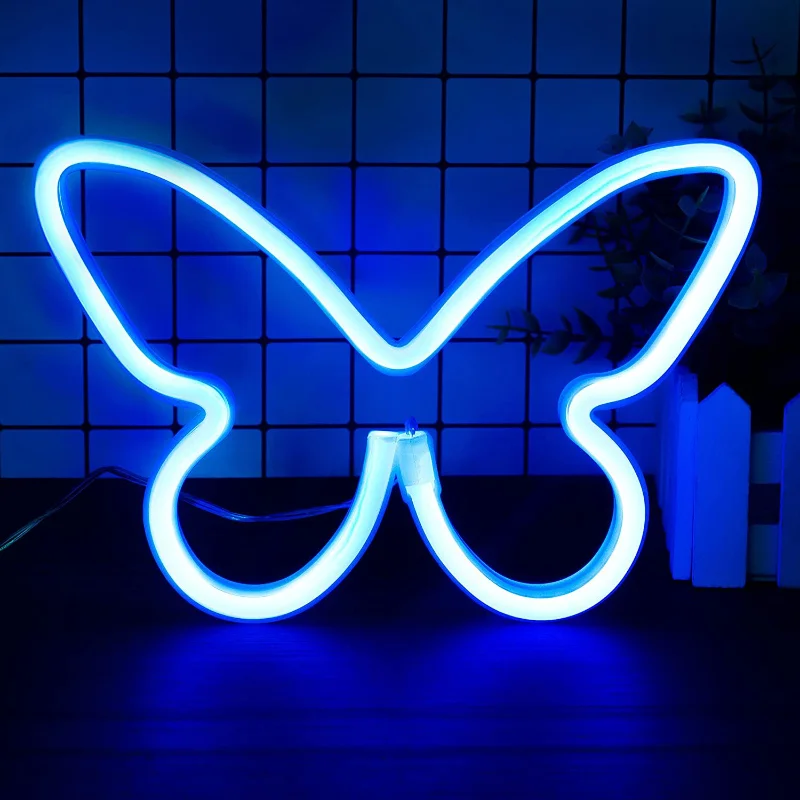 

Butterfly Shaped Neon Sign USB or 3-AA Battery Powered Neon LED Night Light Table Decoration Girls Bedroom Hanging Decor Pink
