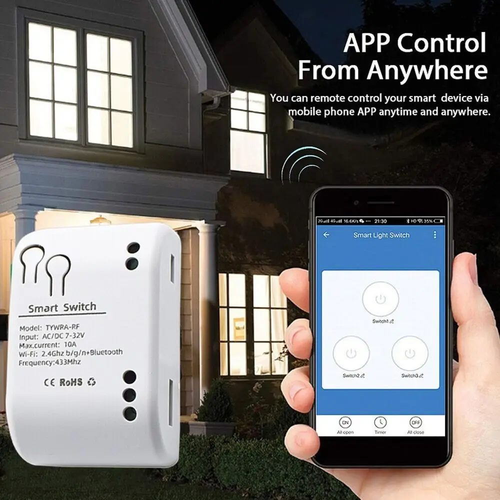 

Home WiFi Switch Durable One Way Tuya WiFi Motor Smart Switches for Alexa Google