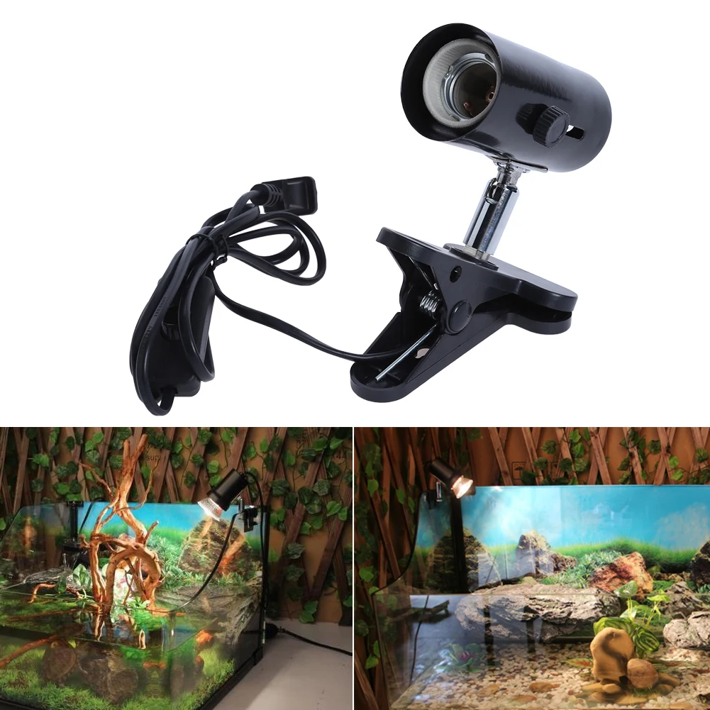 

Metal Ceramic Heat UV UVB Lamp Holder Clamp Rotatable Light Base with Wire Control Switch for Reptile Container Clamp Lights